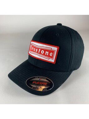 Firestone Black Yupoong Stretch Fitted Hat Mens L/XL New